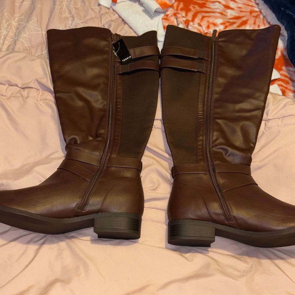 Torrid Knee Boots with Buckle Brown Size 9 Plus Size Women’s Tall NEW - Picture 8 of 14